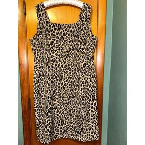 Maya‎ Brooke Sheath Dress Plus Size 18W Black Beige Sleeveless Animal Print Zip